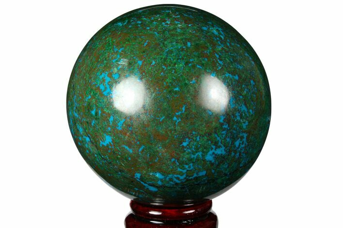 Polished Chrysocolla & Malachite Sphere - Peru #133768